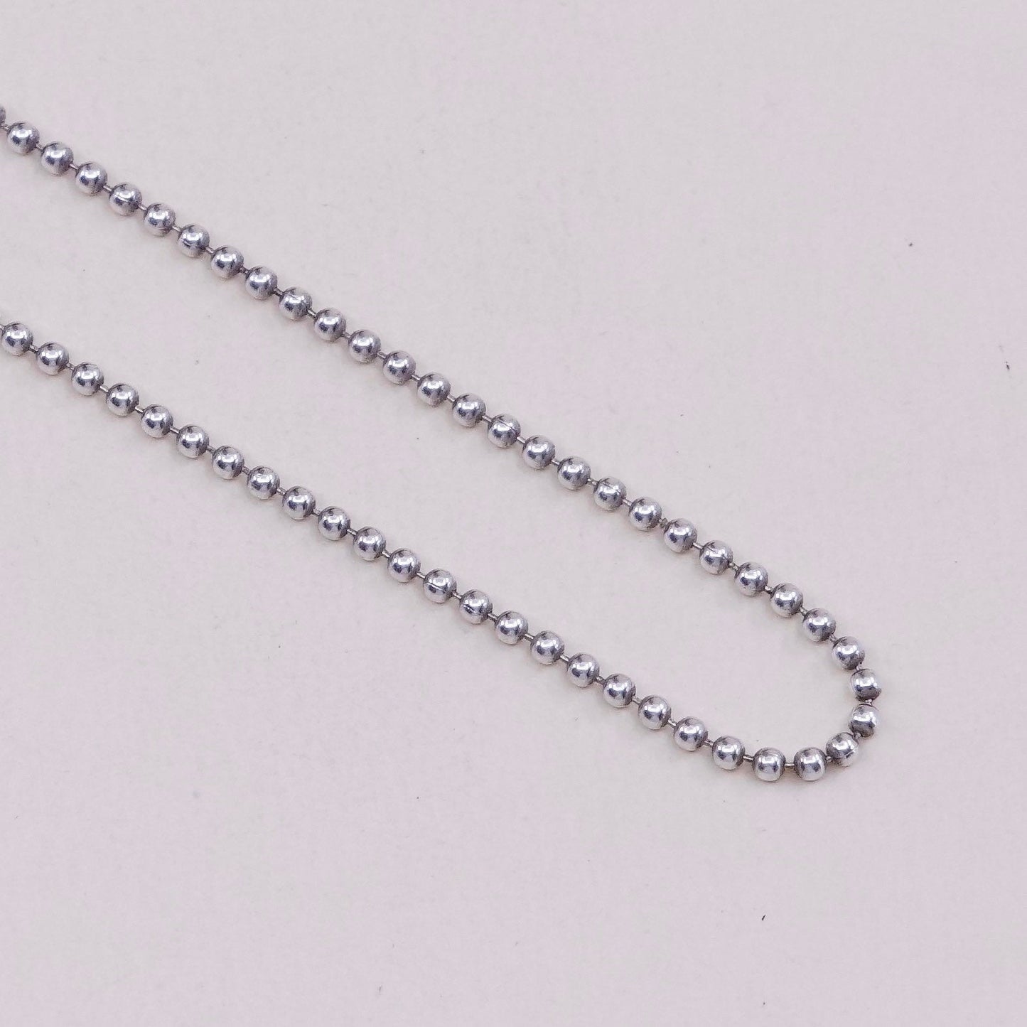 16”, 1mm, Vintage sterling silver beads chain, 925 necklace