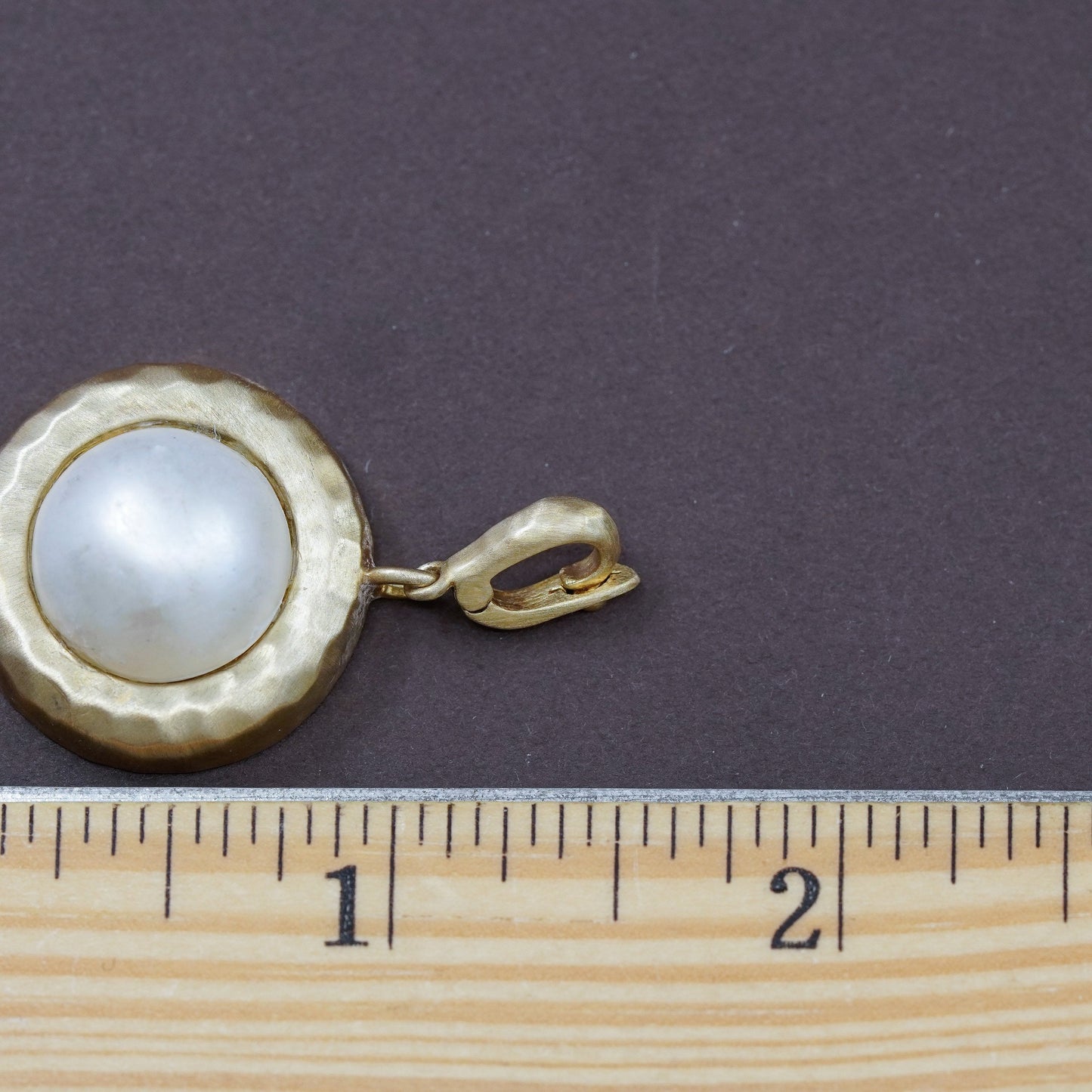 vtg modern matte vermeil gold over Sterling 925 silver handmade pendant pearl