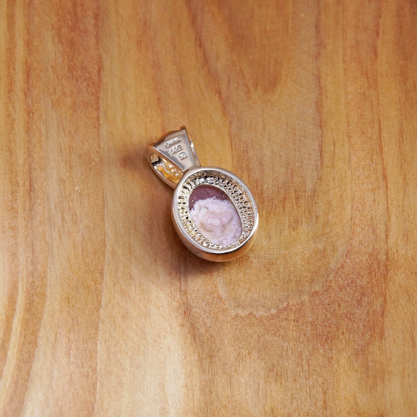 Vintage vermeil gold Sterling 925 silver handmade pendant pink rose quartz