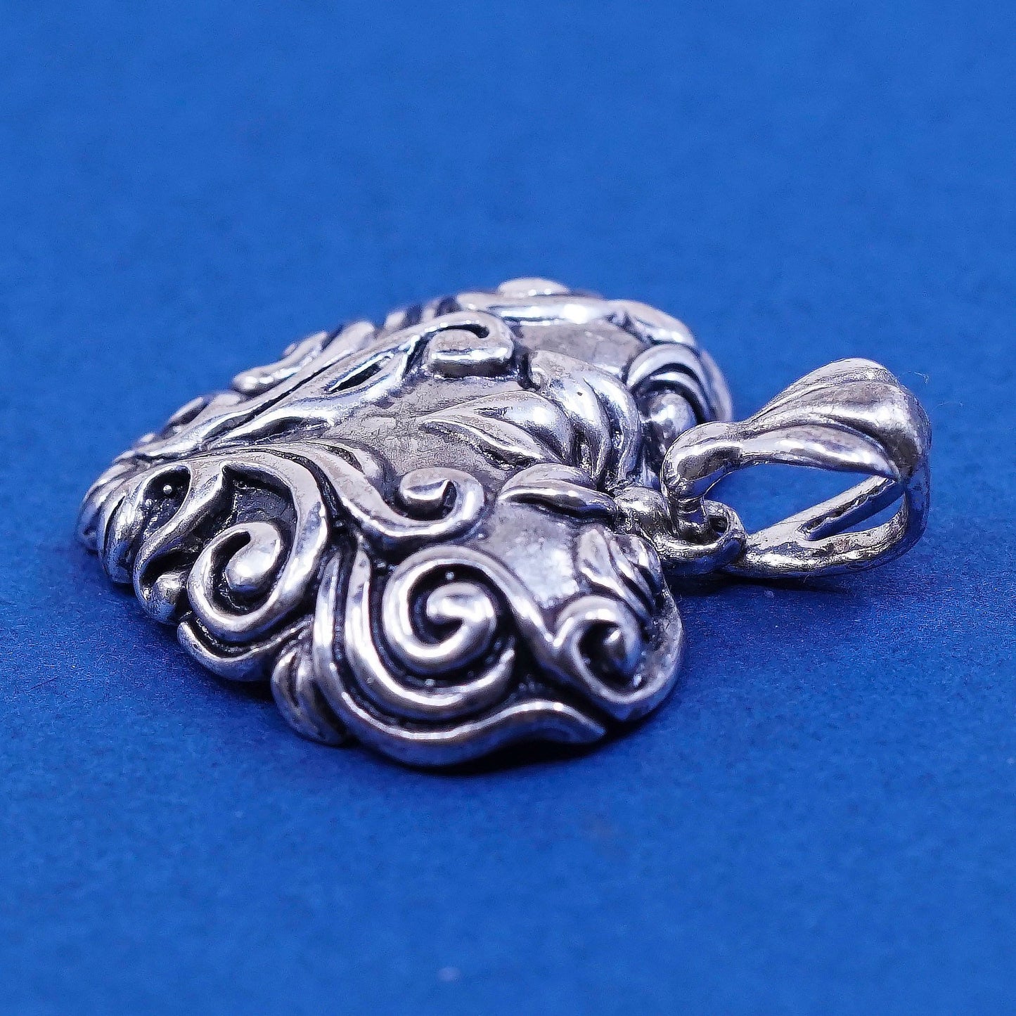 vtg Sterling silver handmade pendant, 925 filigree heart