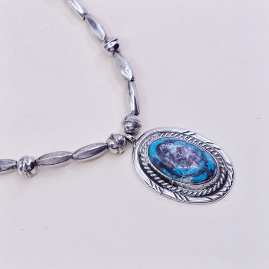 14”, Native American Navajo Sterling 925 silver necklace, 925 bone bead chain