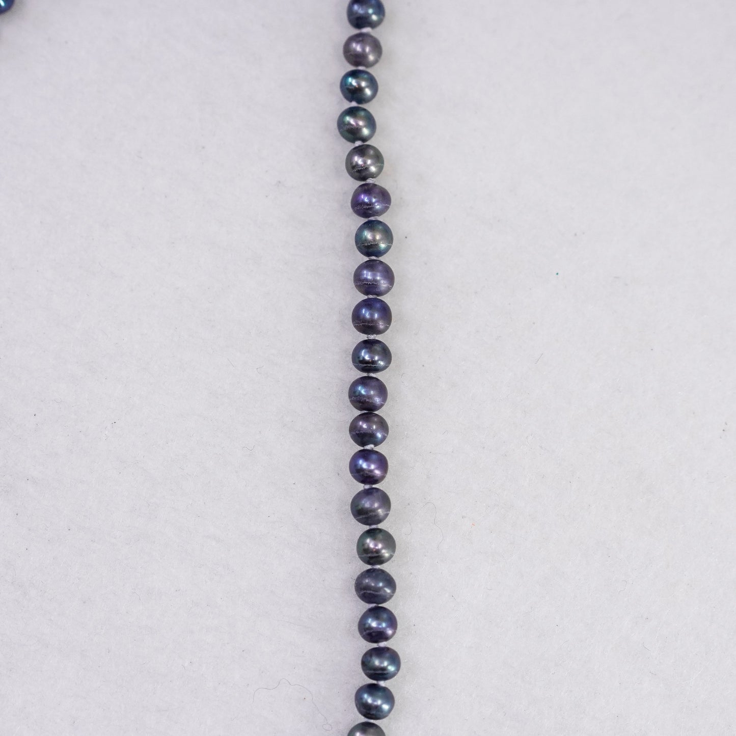 18”, vintage 5mm black pearl necklace with Sterling 925 silver clasp