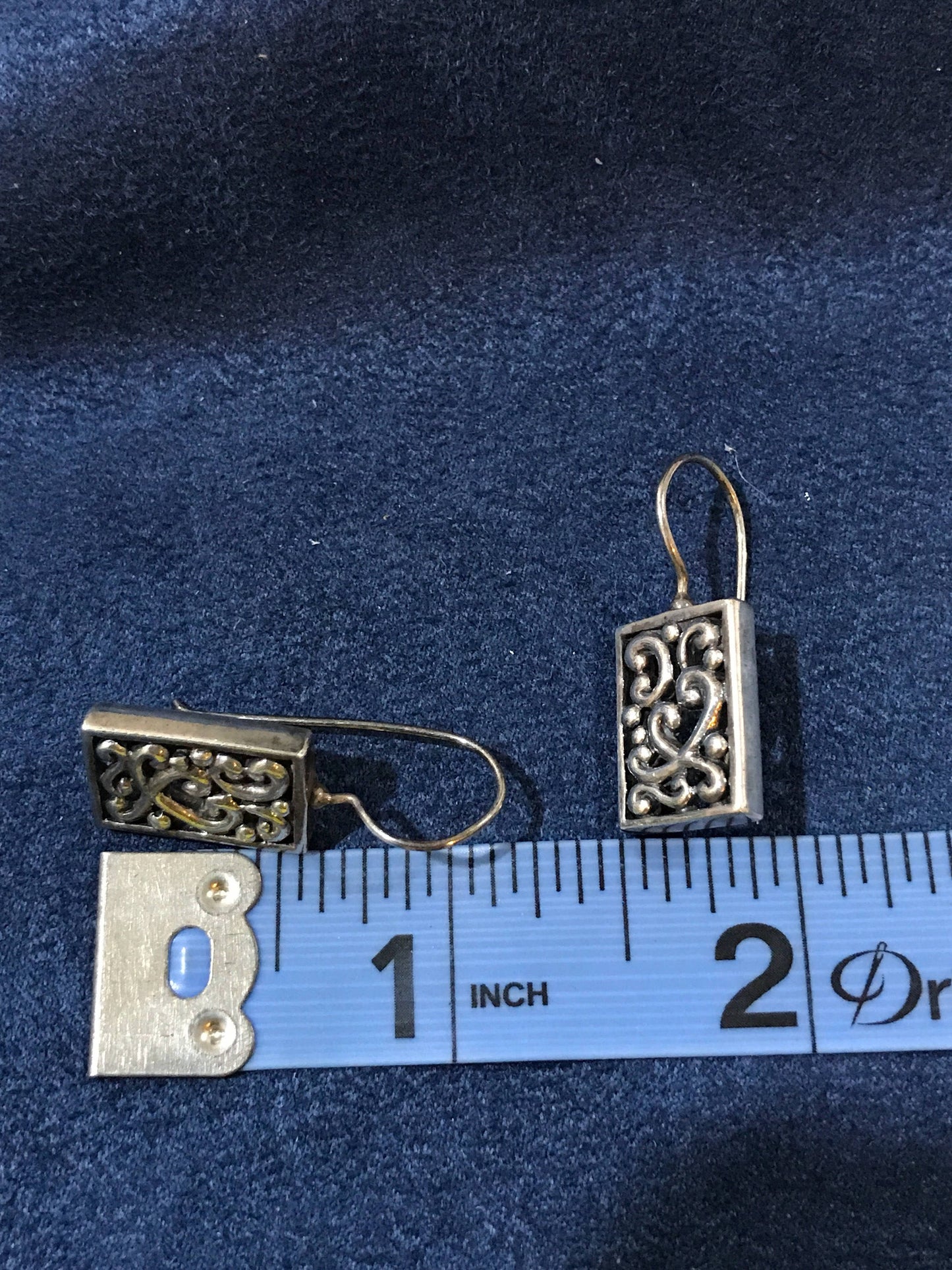 vtg sterling silver handmade earrings, 925 filigree Bali beads drop