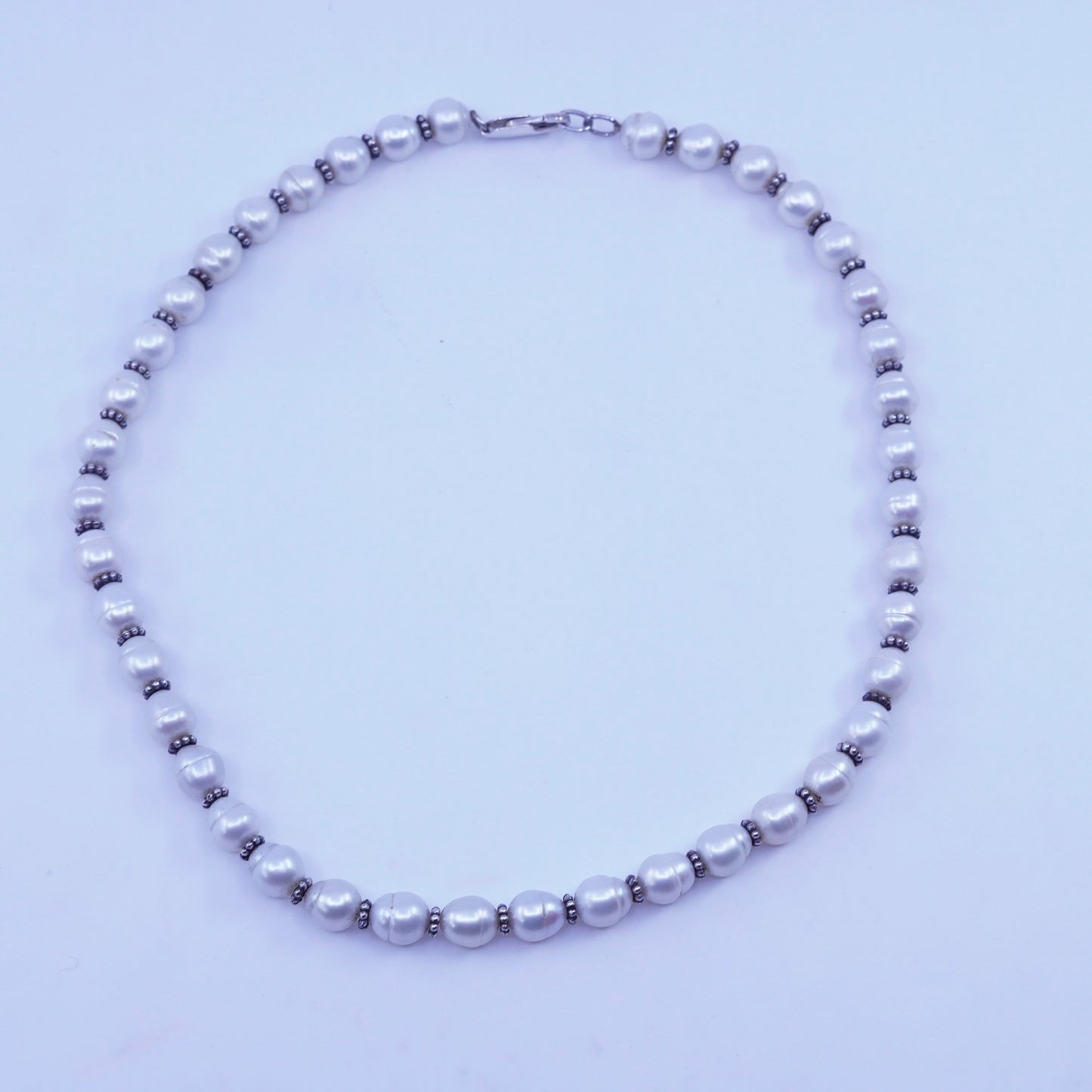 18”, vintage freshwater 8mm pearl necklace with Sterling 925 silver clasp