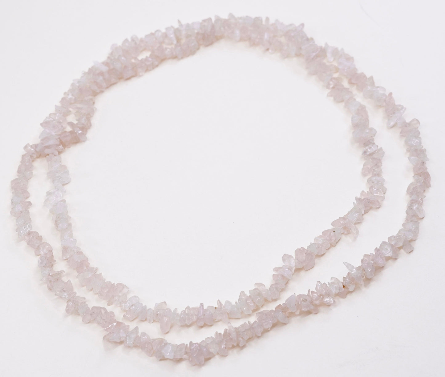 36”, Vintage handmade pink quartz beads necklace