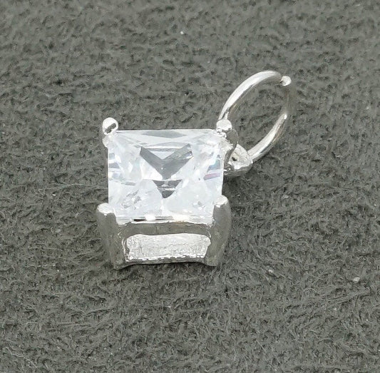 vtg Sterling silver handmade pendant, 925 charm w/ cz