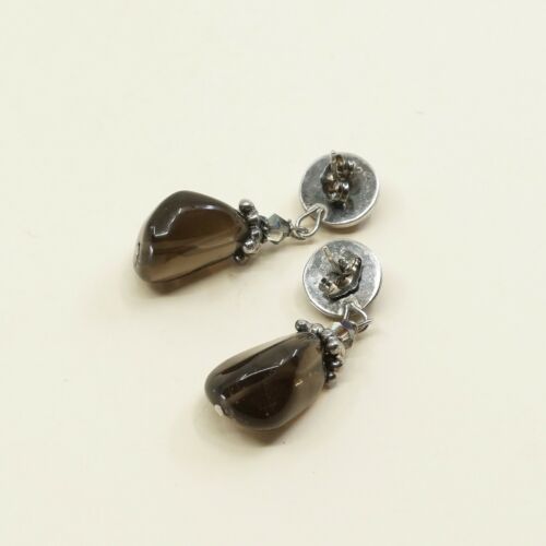 Vtg Sterling silver Handmade earrings w/ topaz Drop Details, Stamped 925