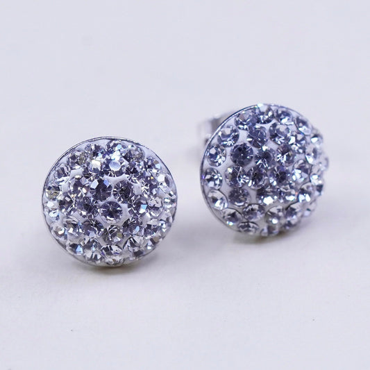 10mm, Vintage sterling silver cluster cz studs, fashion minimalist earrings