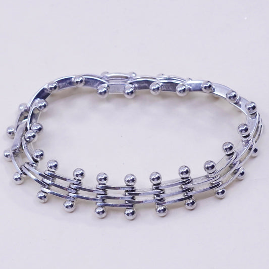 7.5”, Vintage modern sterling silver tennis bracelet, 925 bold fancy chain