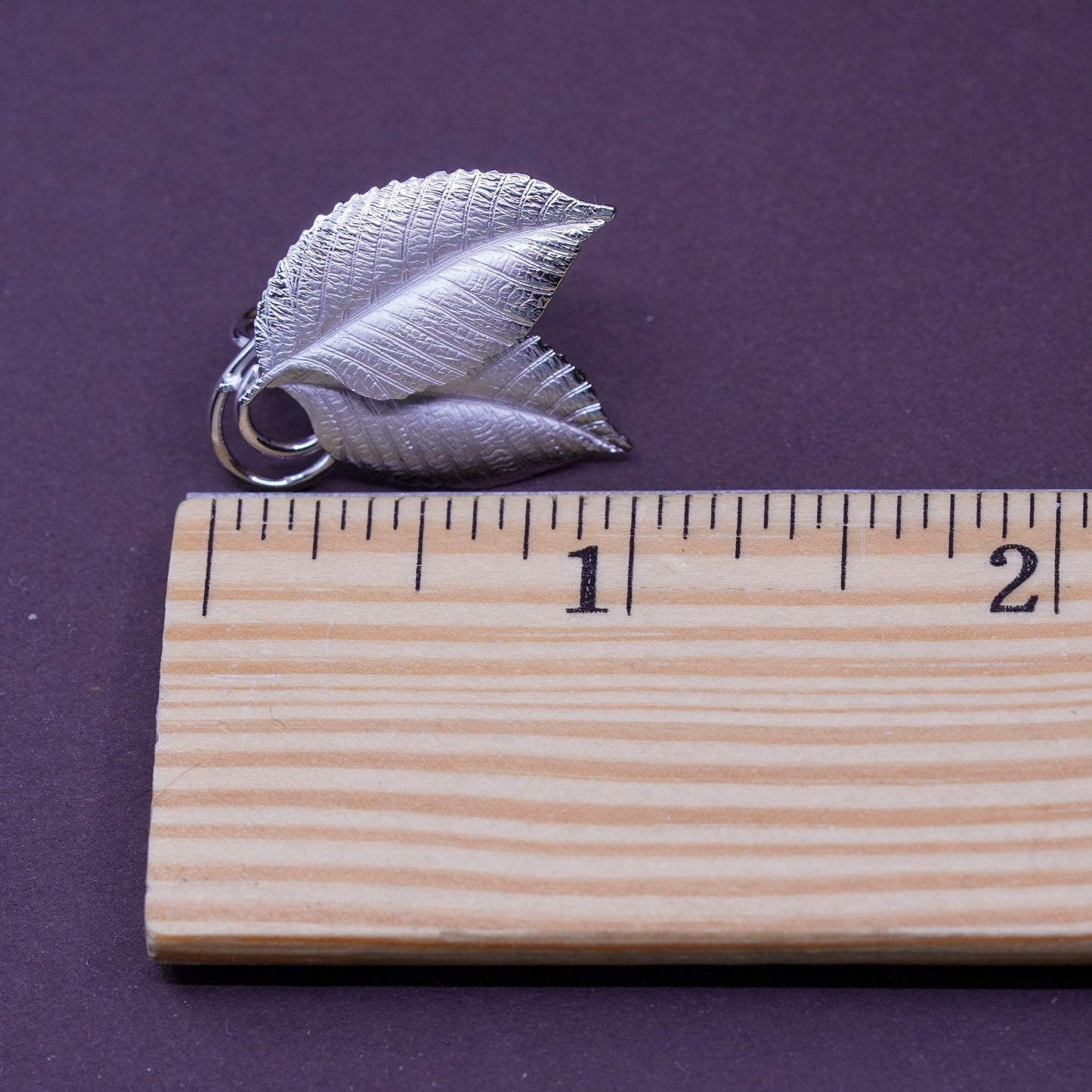Vintage SSH Sterling silver handmade screw back earrings, 925 leaves