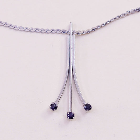 16”, Sterling silver handmade necklace, 925 S link chain with sapphire pendant