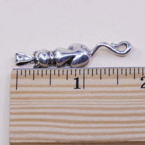 Vintage Thai Sterling Silver Handmade Pendant, 925 silver Cat, Kitty