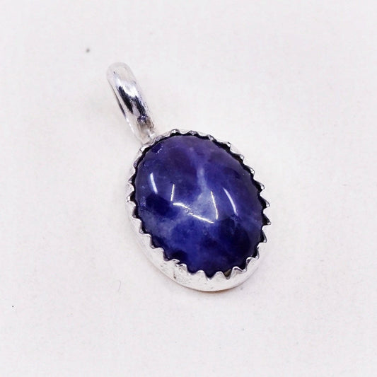 Native American SV sterling 925 silver handmade pendant with sodalite