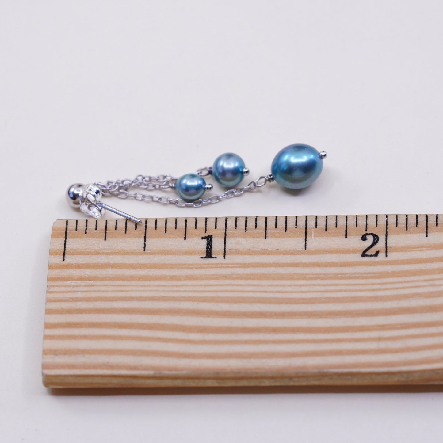 Vintage sterling 925 silver handmade earrings with fringe pearl dangles