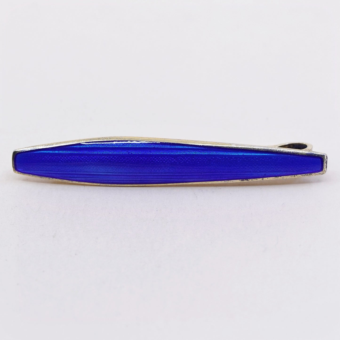 Norway gold over sterling silver tie clip, 925 tie clip with blue enamel