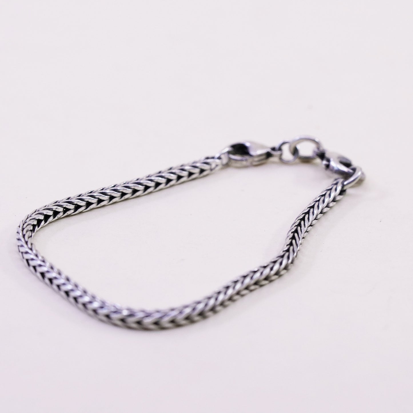 7”, trollbead LAA sterling silver handmade bracelet, bold 925 wheat chain