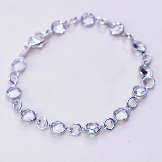 7.25”, Vintage Sterling 925 silver chain bracelet with cz