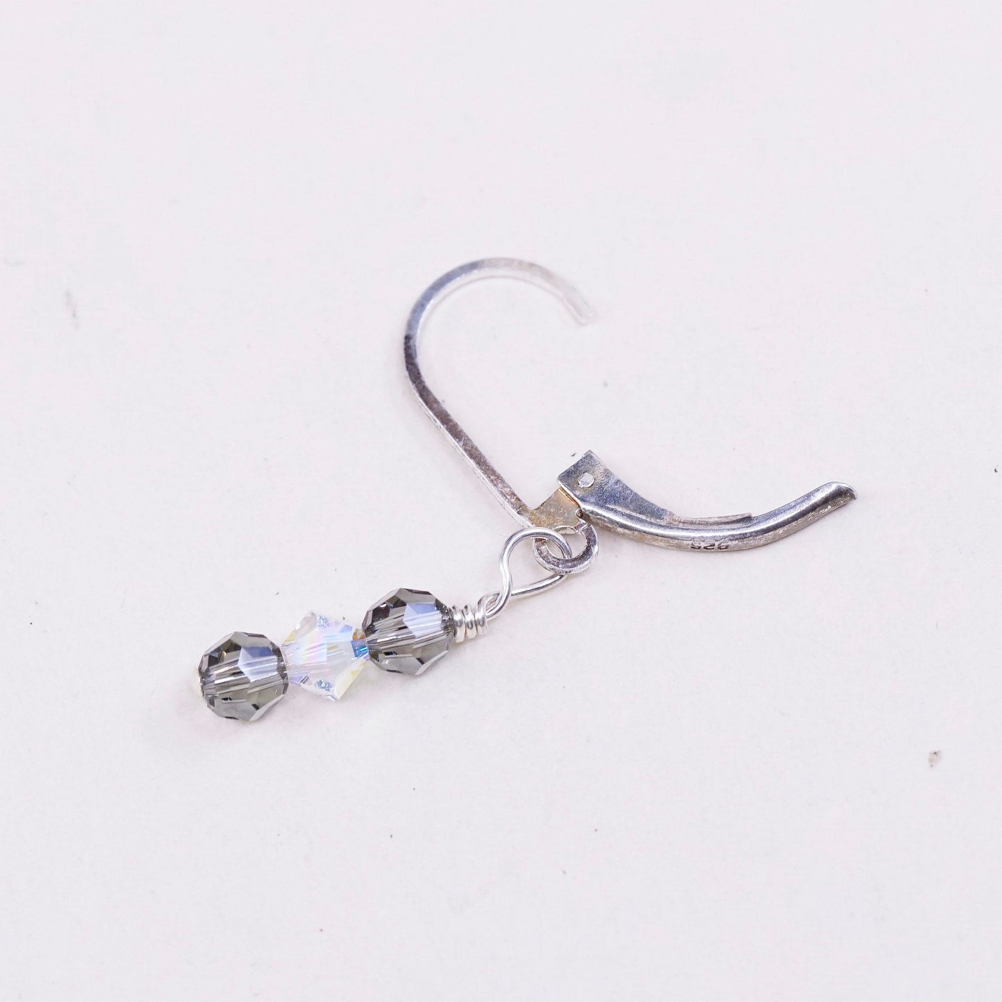 Vintage Sterling silver handmade earrings, 925 hooks with crystal drops