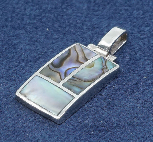 vtg Sterling silver handmade pendant, 925 pendant w/ abalone