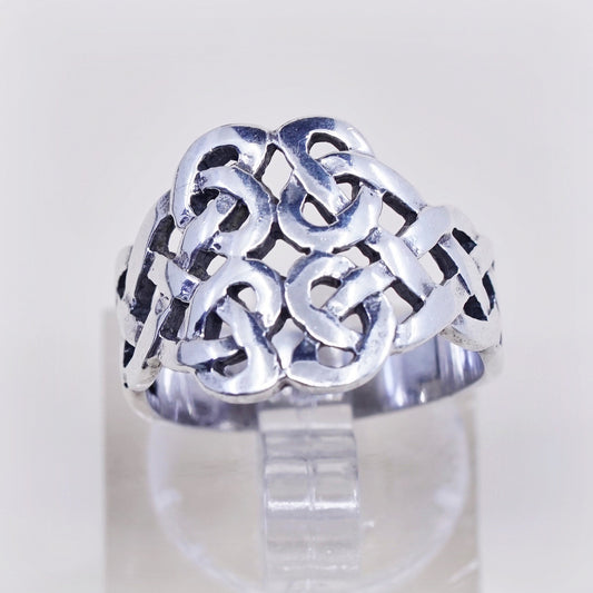 Size 6, vtg BOMA Sterling 925 silver handmade irish woven braided ring, band