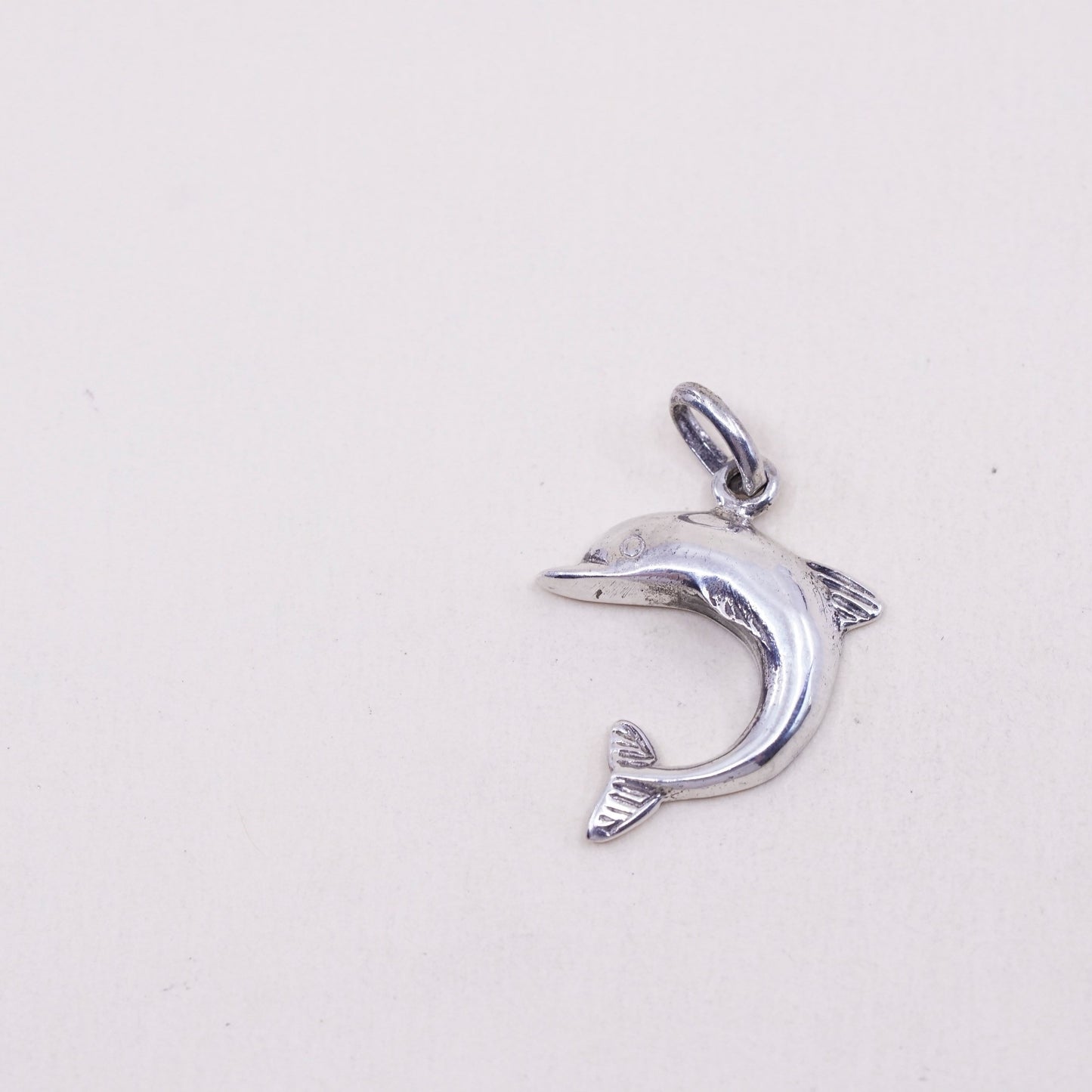 Vintage sterling silver dolphin pendant, 925 charm