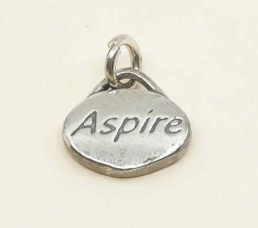 VTG SLC sterling silver handmade pendant, 925 tag charm with "aspire" engraved