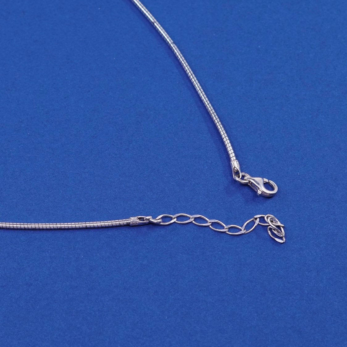 16"+2”, 1.6mm, vtg Sterling silver handmade necklace, 925 textured snake chain
