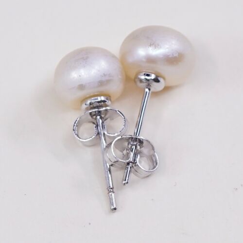 Vtg STERLING SILVER earrings with pearl studs, silver tested