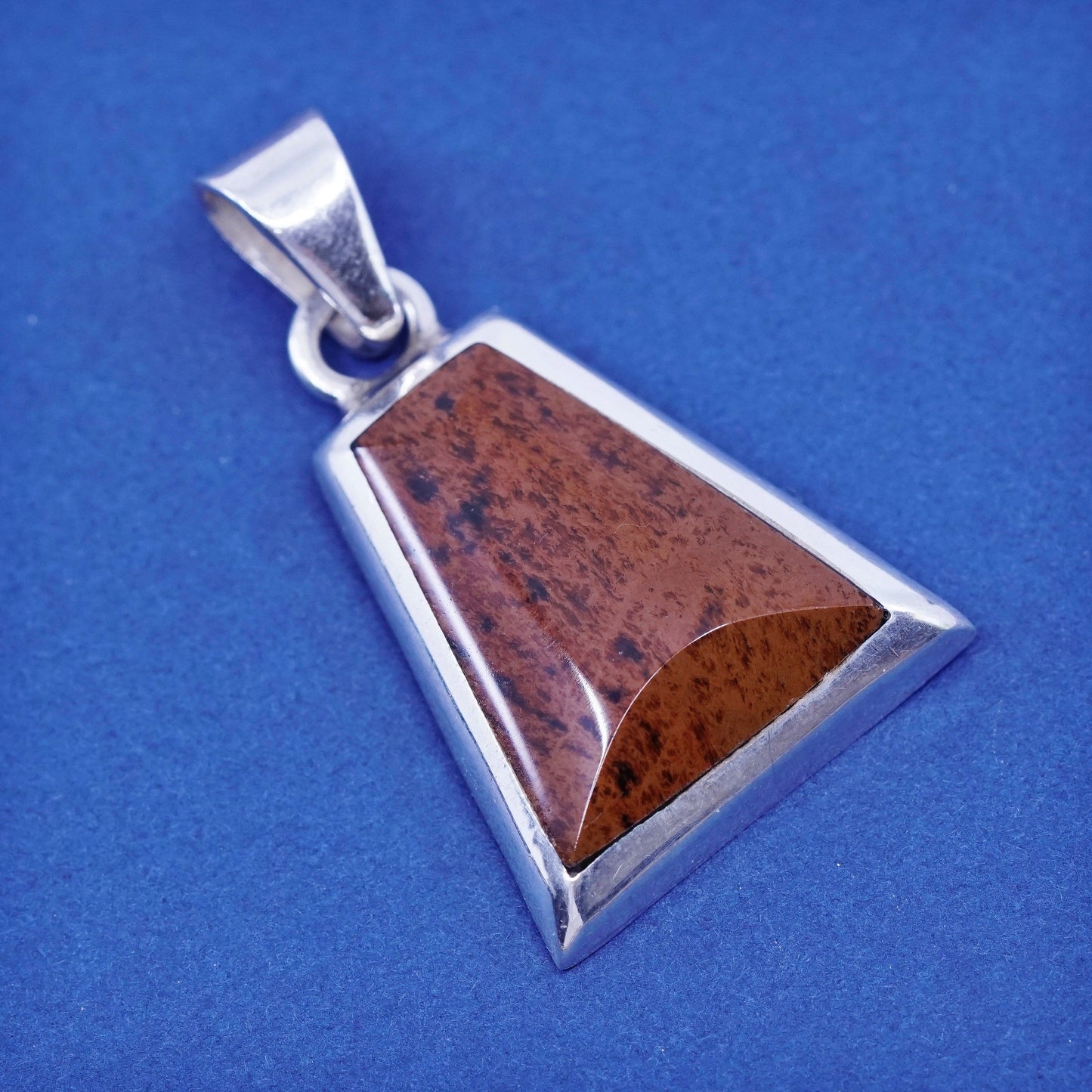 Vintage mexico Sterling 925 silver handmade pendant with Mahogany obsidian