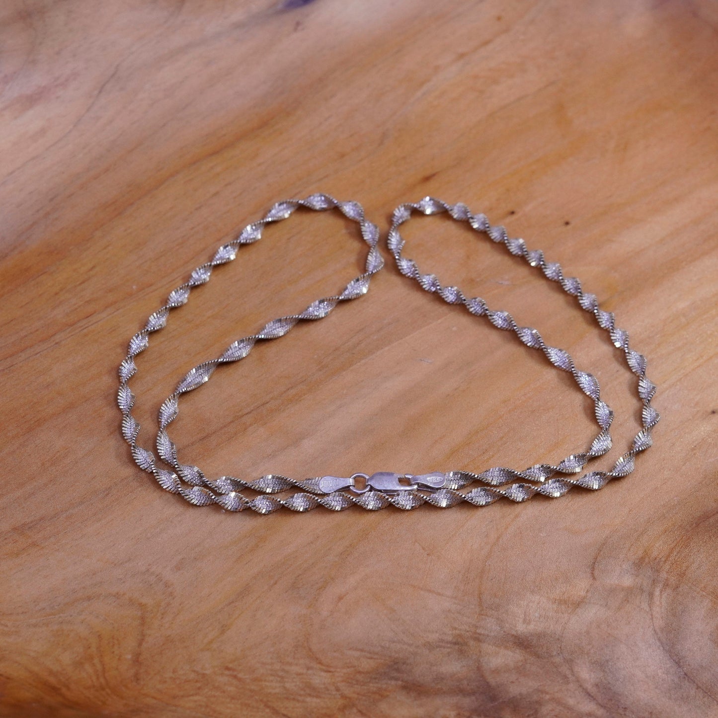 20”, vermeil gold over Sterling silver necklace, 925 twisted herringbone chain