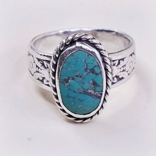 sz 7, Native American sterling silver ring, handmade 925 ring w/ turquoise