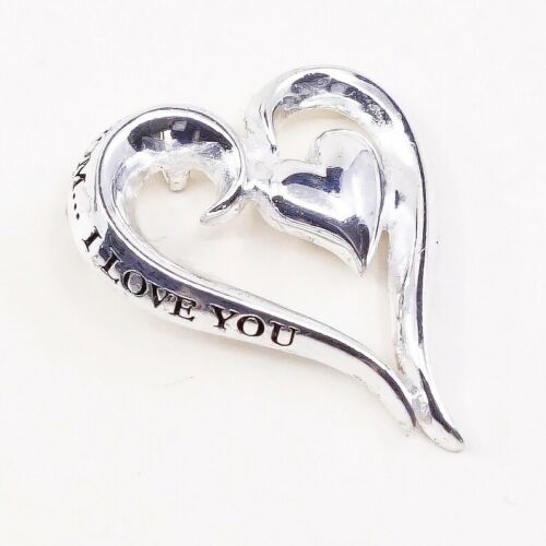 Veg sterling silver handmade pendant, Quote 925 heart charm W/ “Mom I Love You”