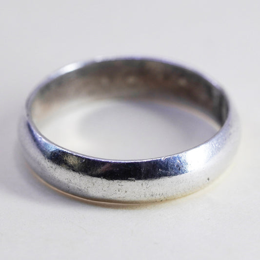 Size 8, Vintage sterling silver handmade ring, 925 wedding band