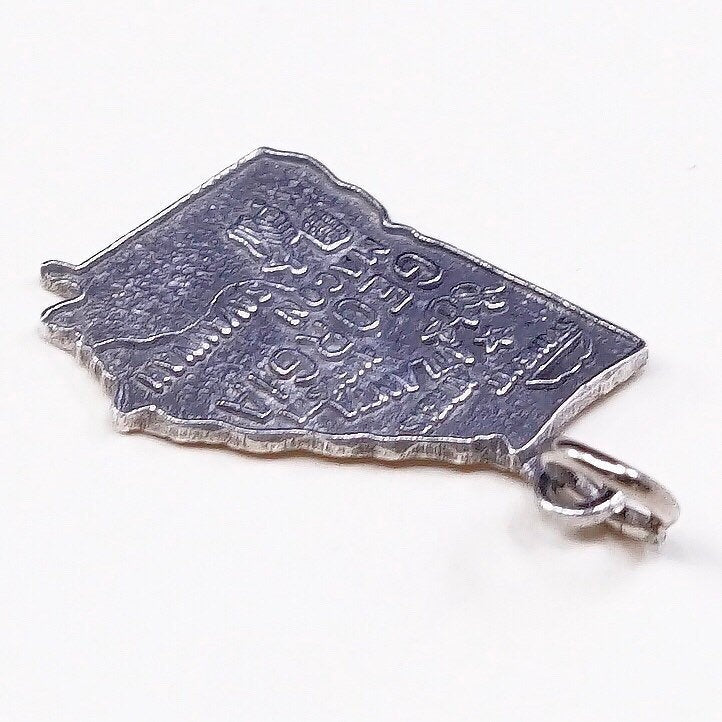 VTG sterling handmade traveler pendant, 925 silver Georgia state tag