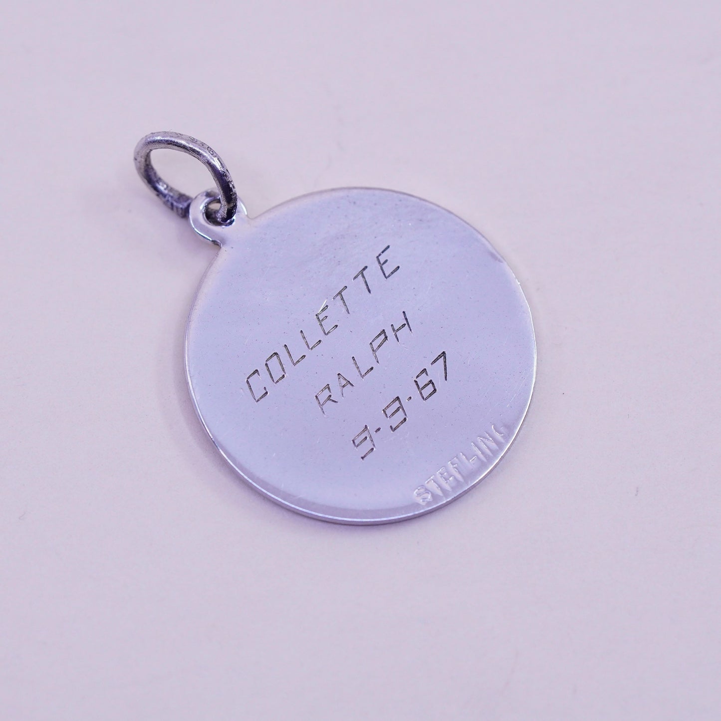 Vintage sterling silver handmade pendant, 925 bridesmaid tag charm