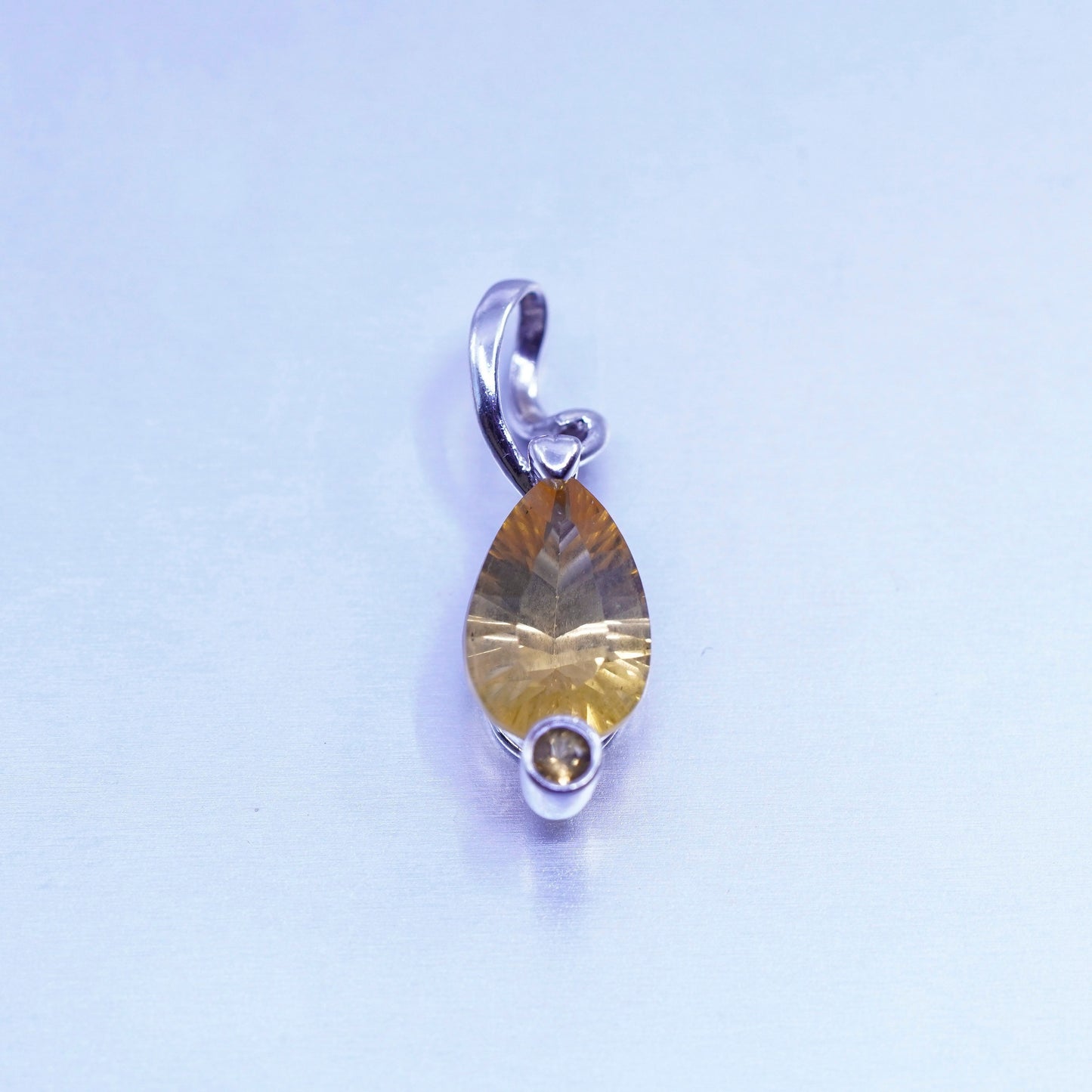 antique sterling 925 silver pendant with teardrop citrine