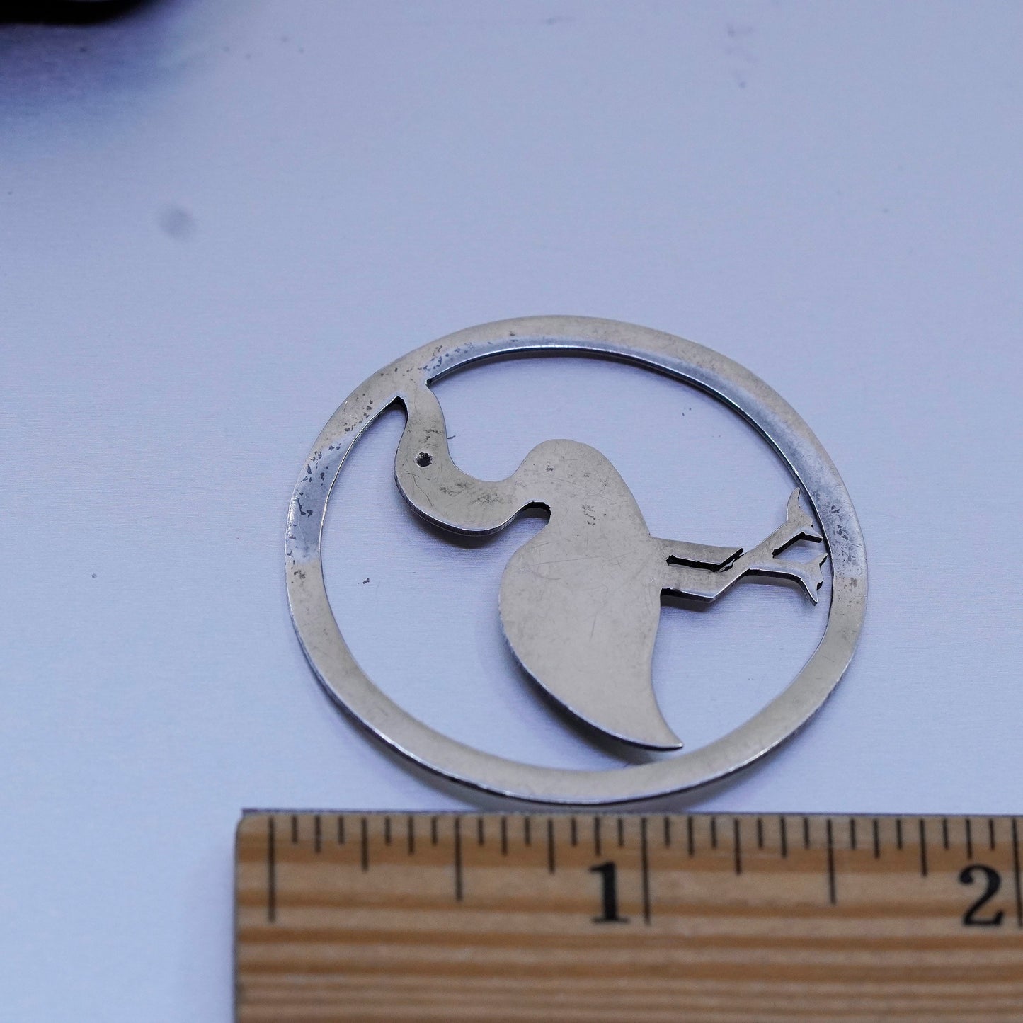 Mexican Sterling silver charm, 925 Florida Wildlife, Cattle Egret bird pendant