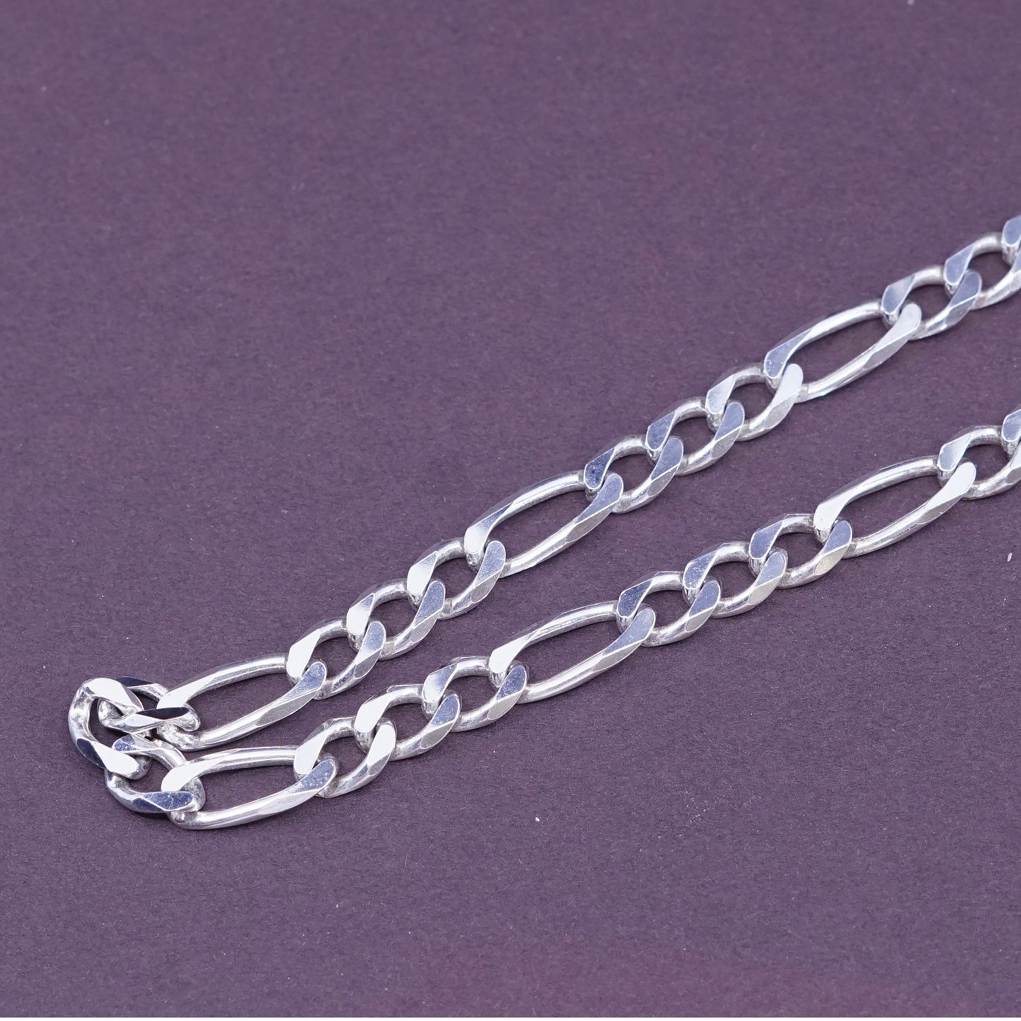 20”, 5mm, Sterling silver figaro chain, solid Italy 925 silver necklace