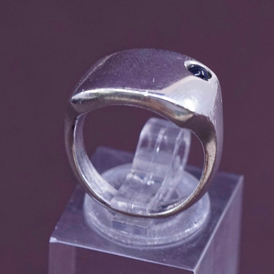Size 6, vintage JAD Sterling silver ring, Modern 925 statement ring w/ jade