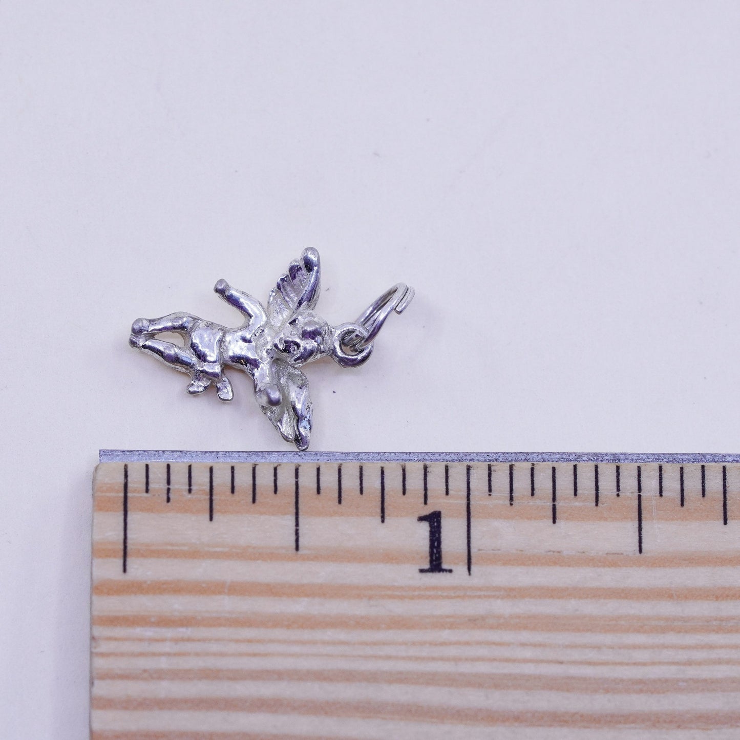 Vintage sterling silver handmade pendant, 925 angel charm