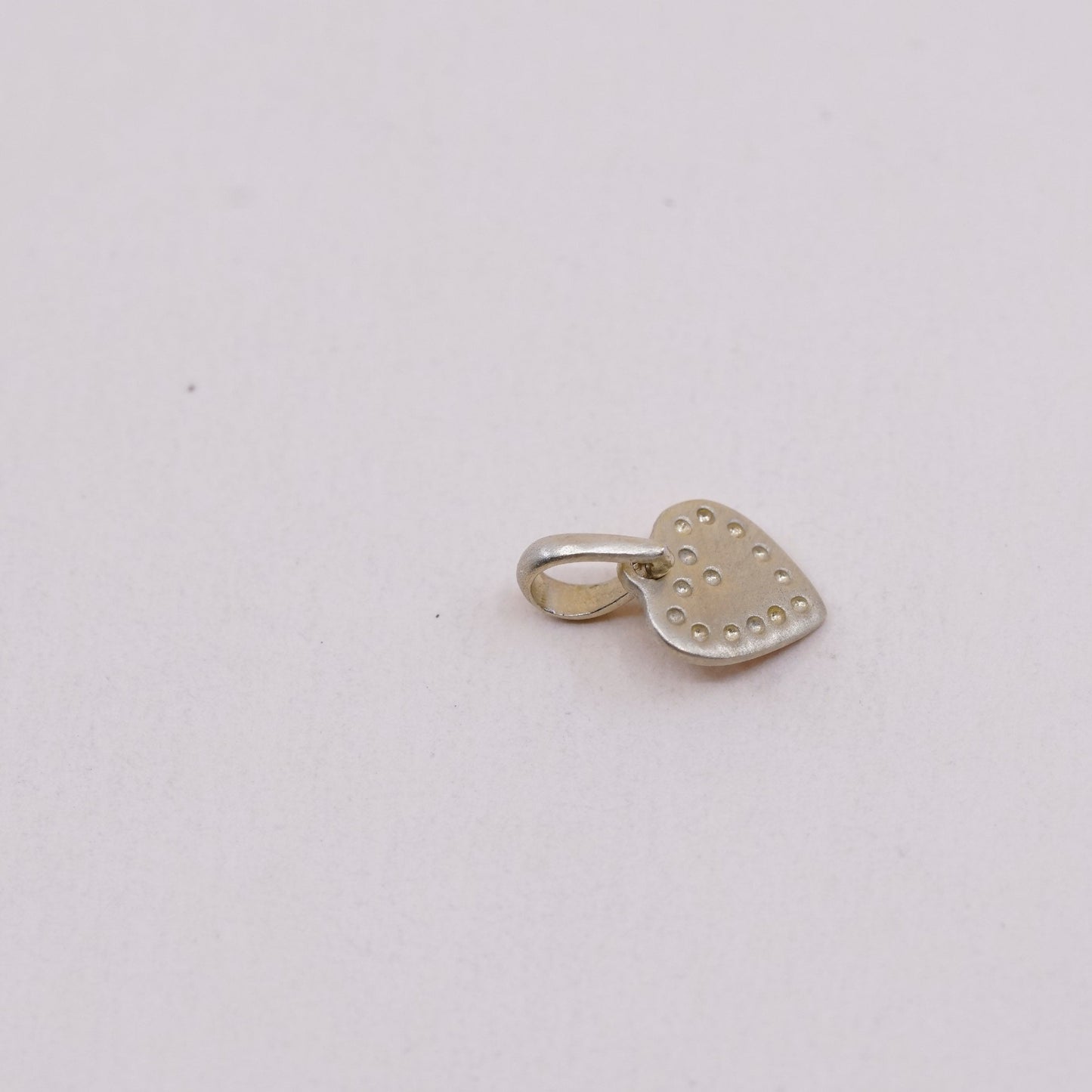 Vintage gold over sterling silver heart tag charm, 925 pendant