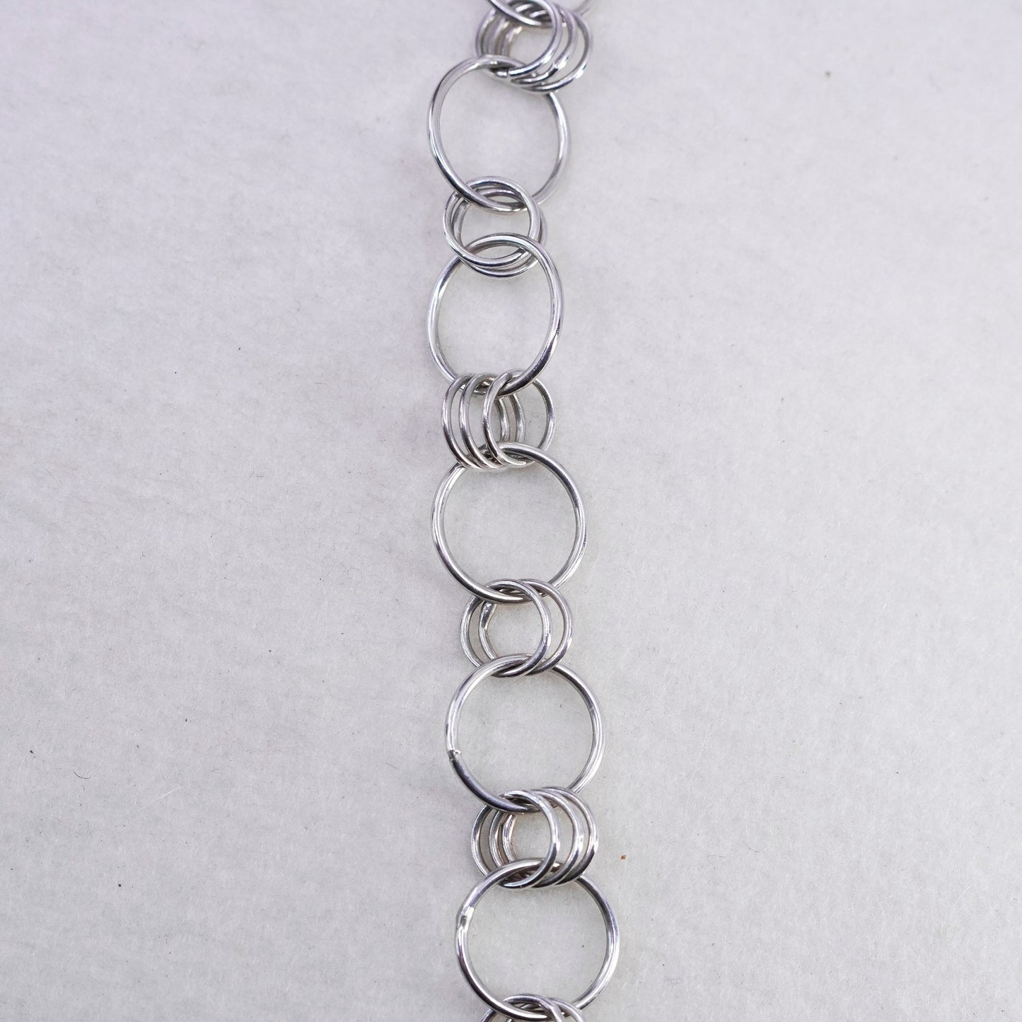 26” 15mm, vintage R. Rodgers Sterling 925 silver double circle chain necklace