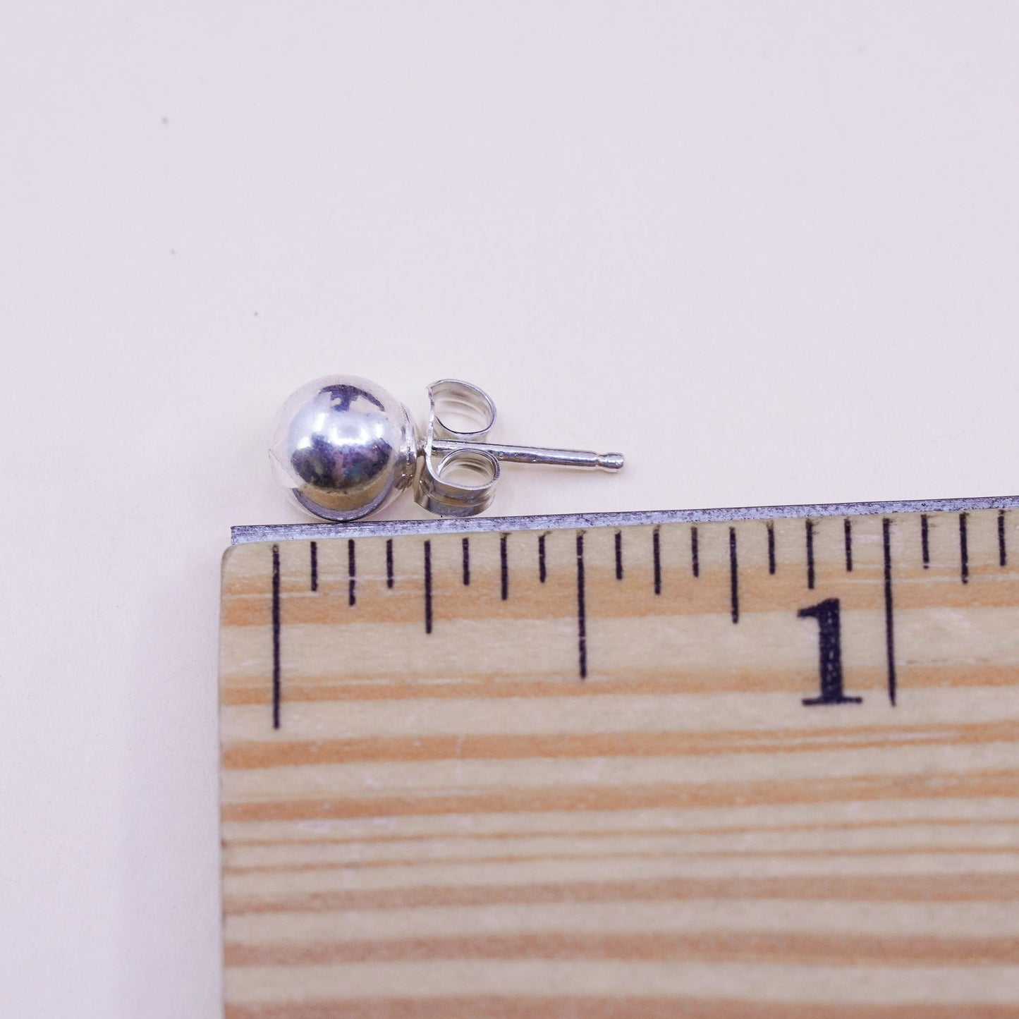 5mm, Vintage sterling silver sphere studs, handmade 925 earrings with star