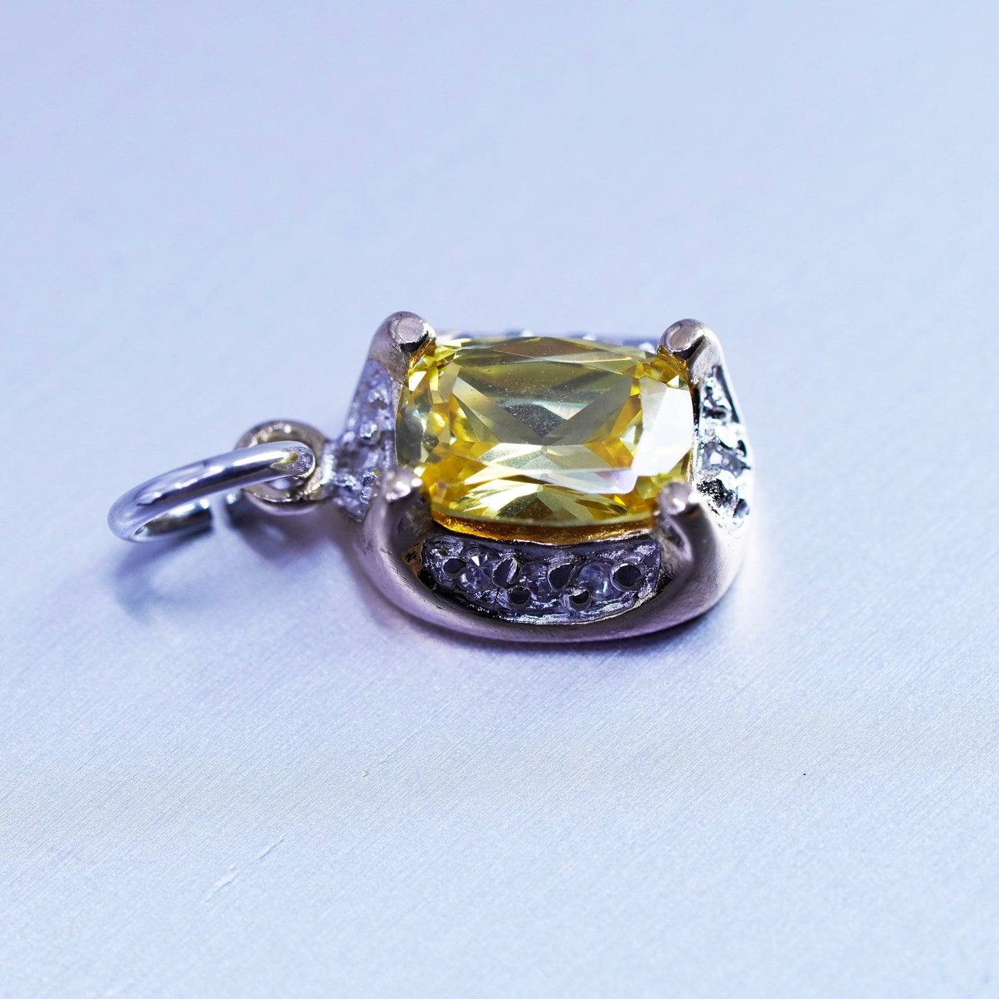 antique vermeil gold over sterling 925 silver handmade charm pendant citrine