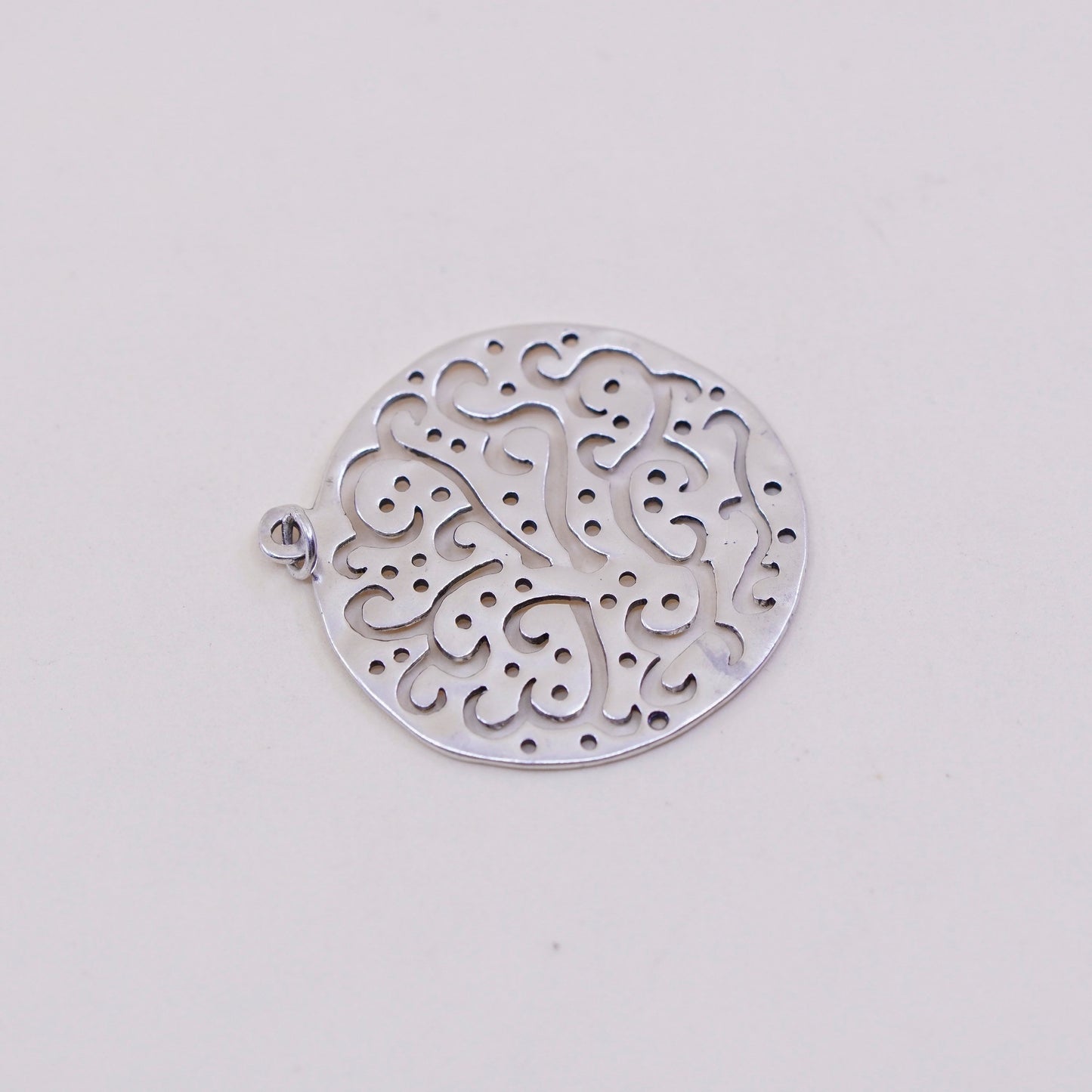 Vintage sterling silver handmade pendant, 925 silver Filigree heart tag charm