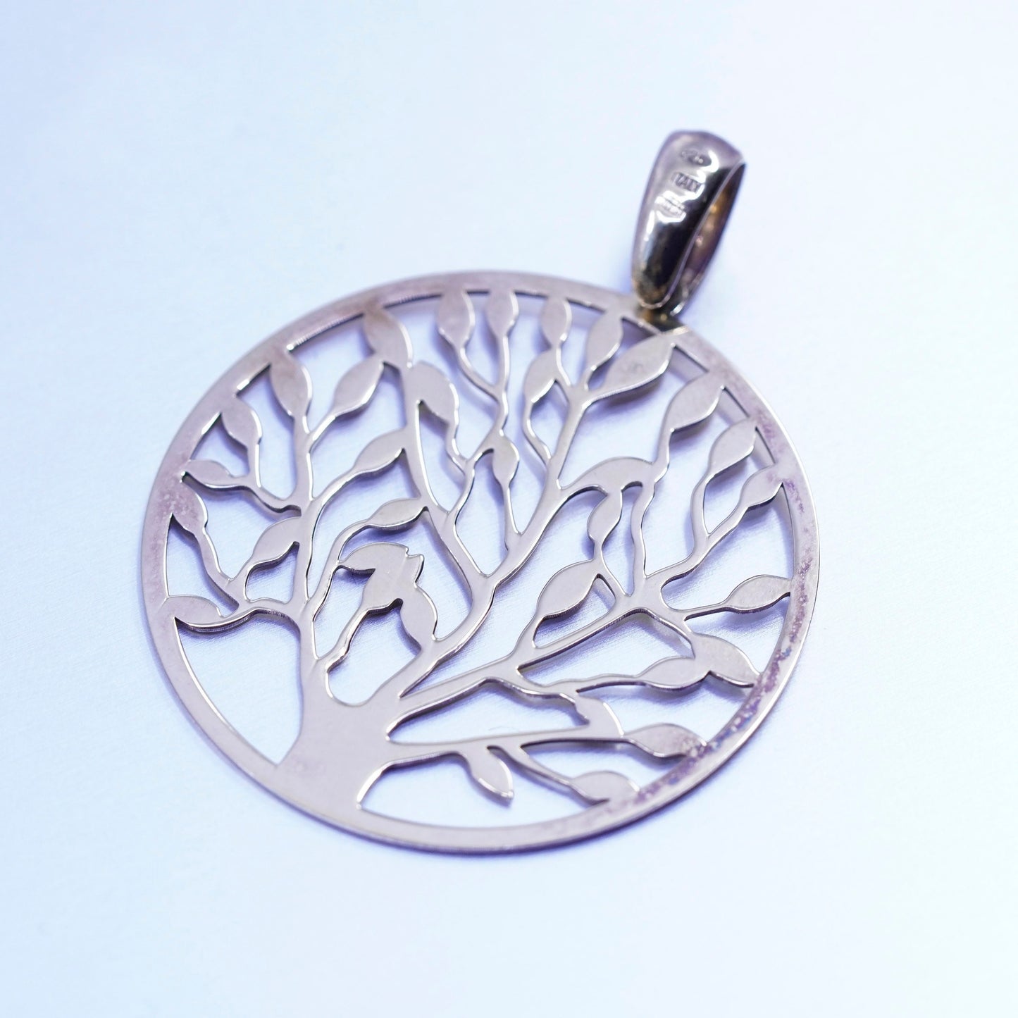 antique vermeil gold over sterling 925 silver filigree tree pendant