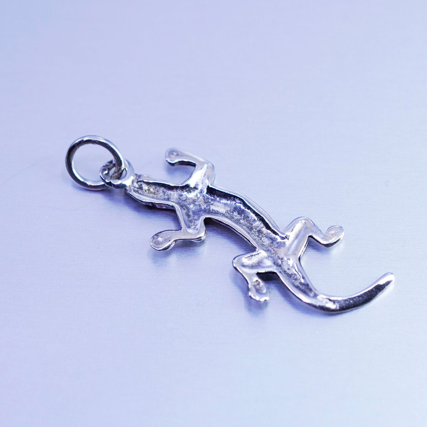 antique sterling 925 silver lizard charm pendant