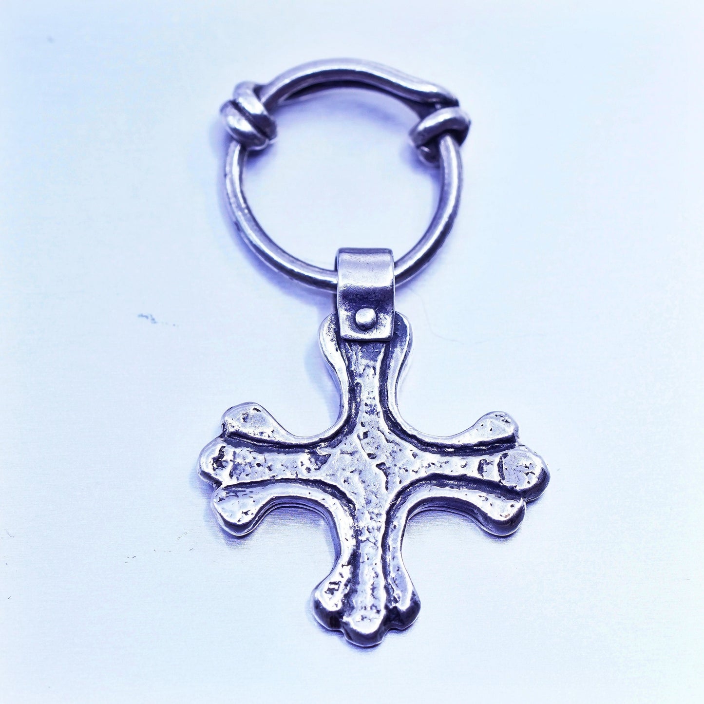 Vintage Israel sterling 925 silver handmade cross pendant charm