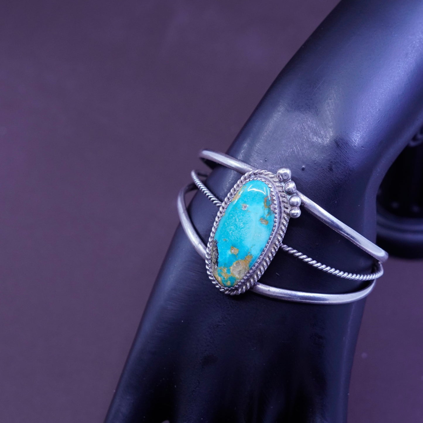 6.75”, Samson Kee Navajo Sterling silver bracelet, 925 cuff with turquoise