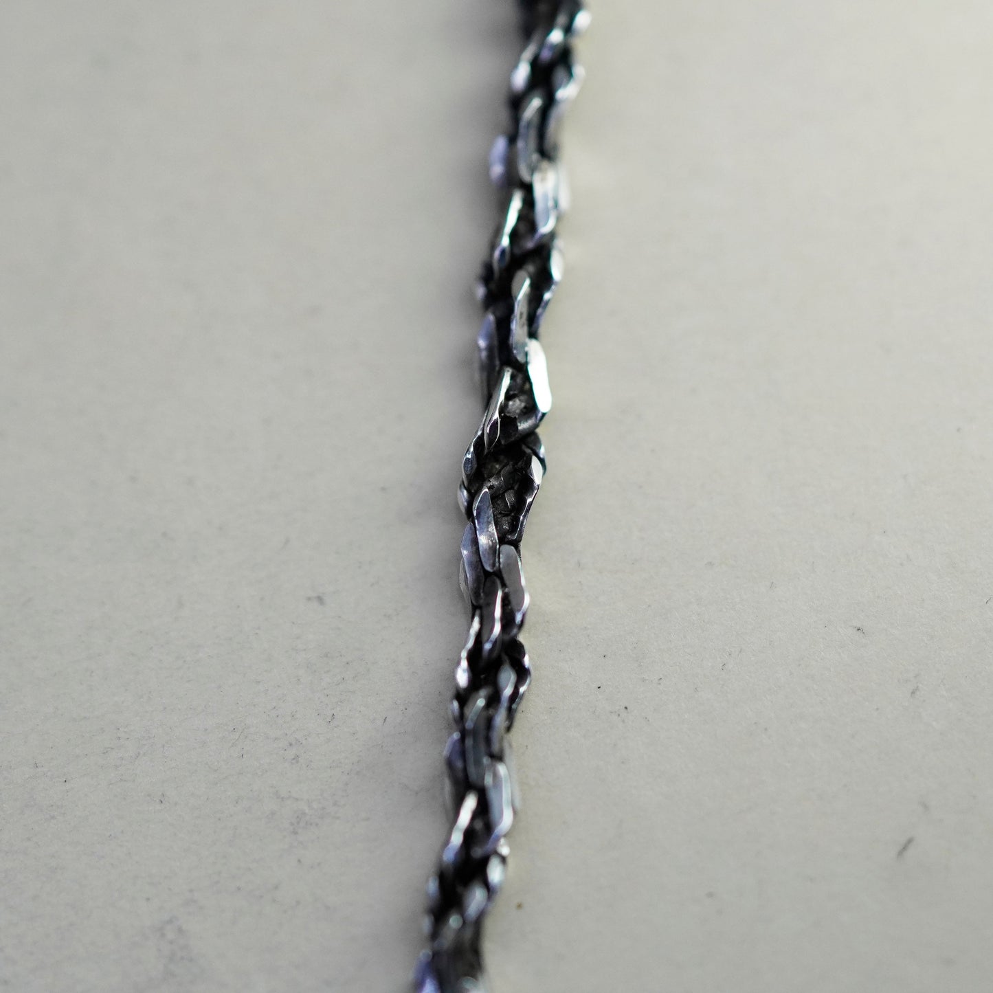 30”, 4mm, vintage Sterling silver necklace, 925 twisted rope chain